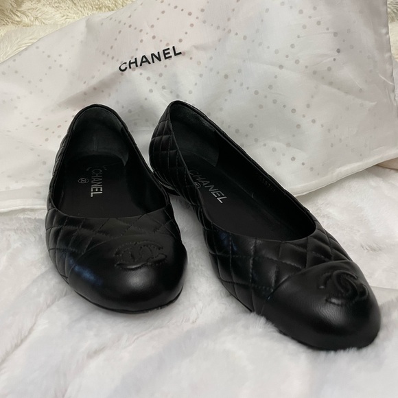 Chanel quilted ballet flats silver heel size 38 - Picture 11 of 14
